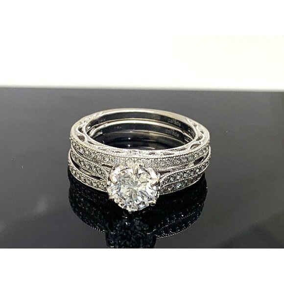 Parade Jewelry - Parade Wedding Set 18k White Gold Diamond Engagement Ring Band Women's 6.25-6.5